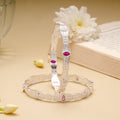Regal Pink Stone Silver Bangle