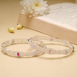 Regal Pink Stone Silver Bangle