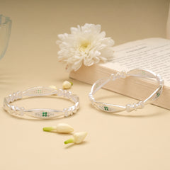Infinity Bow Design Silver Bangle