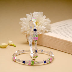 Cute Toy Enamel Silver Bangle