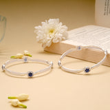 Curved Flower Design Silver Bangle