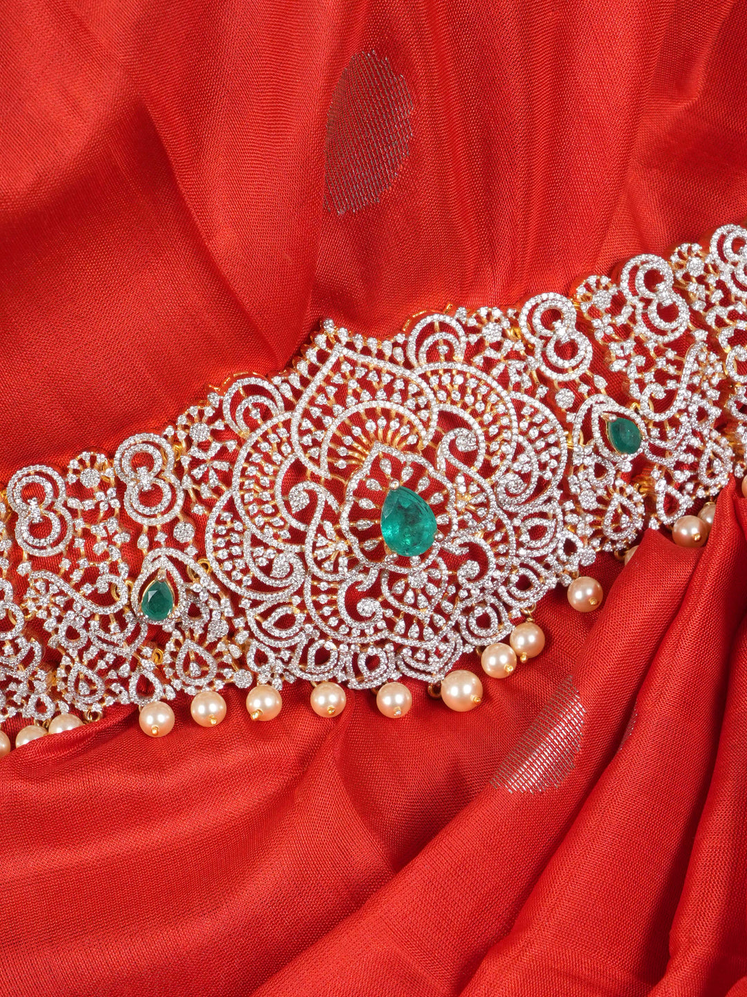 Emerald-Studded Bridal Oddiyanam/Hip Belt