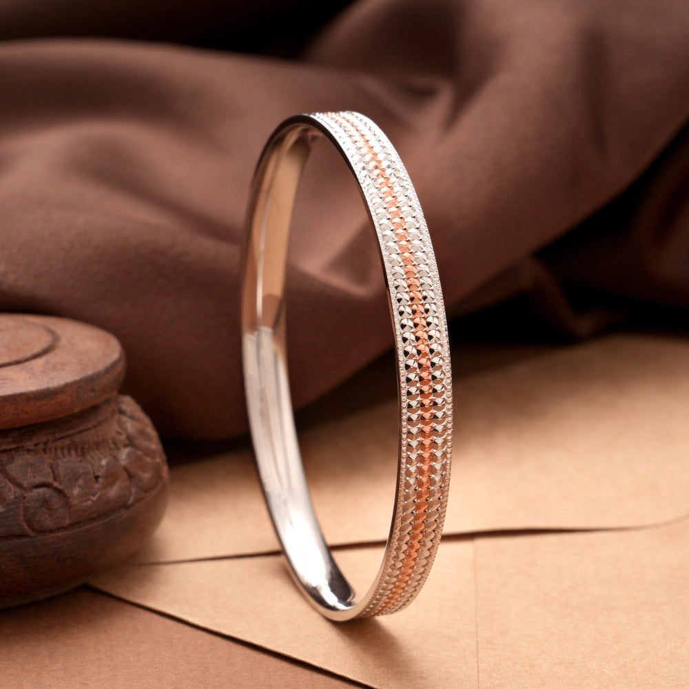 Elegant Dual Tone Silver Men’s Kada