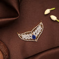 Elegant V Shaped Blue Sapphire Golden Pendant