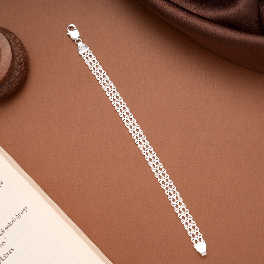 Silver Tank Mesh Braided Link Bracelet