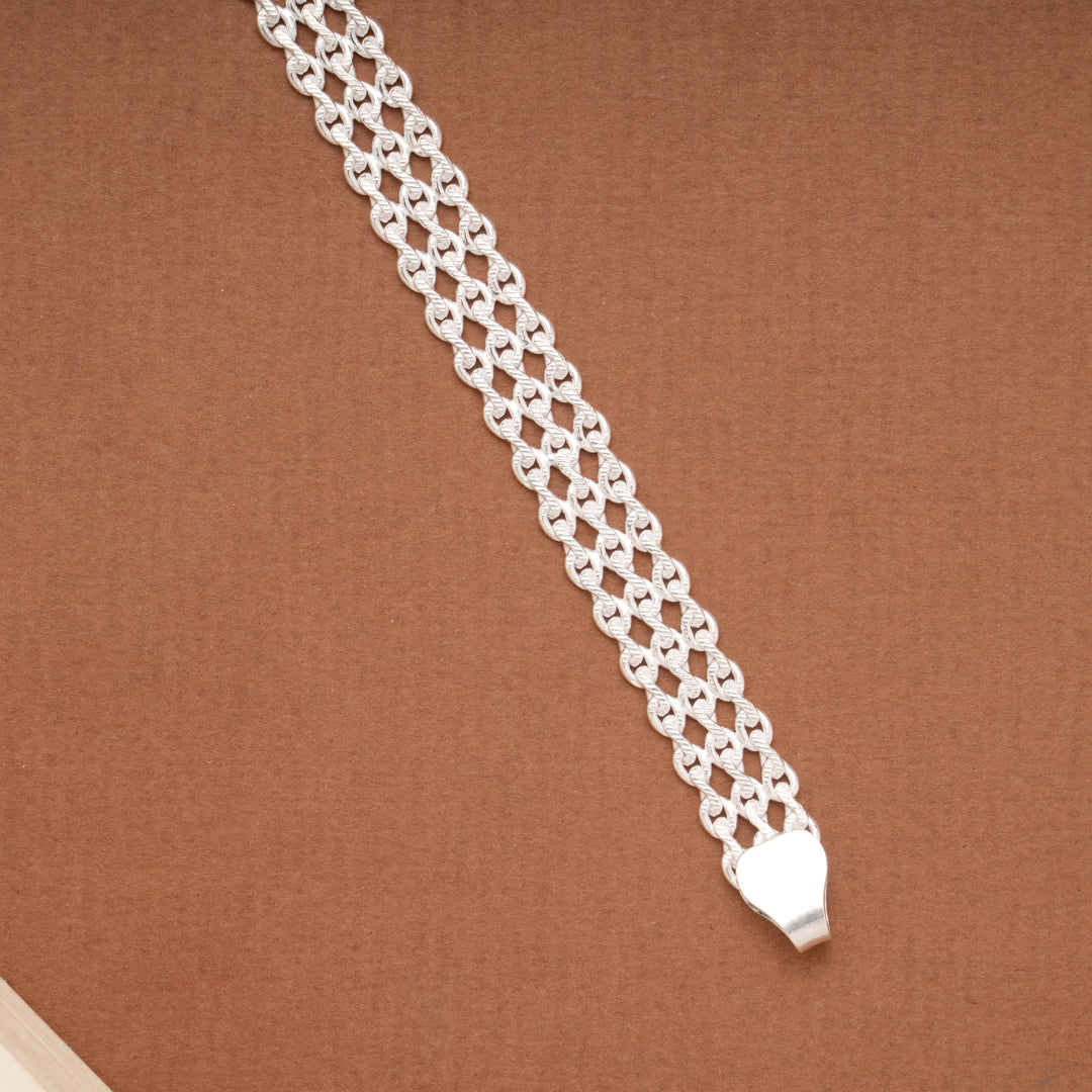 Silver Tank Mesh Braided Link Bracelet