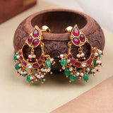 Ethnic Ruby Kundan Golden Chand Bali Earring