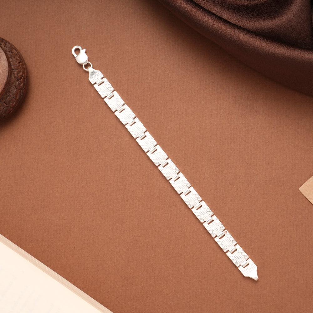 Geometric Pattern Silver Baby Bracelet