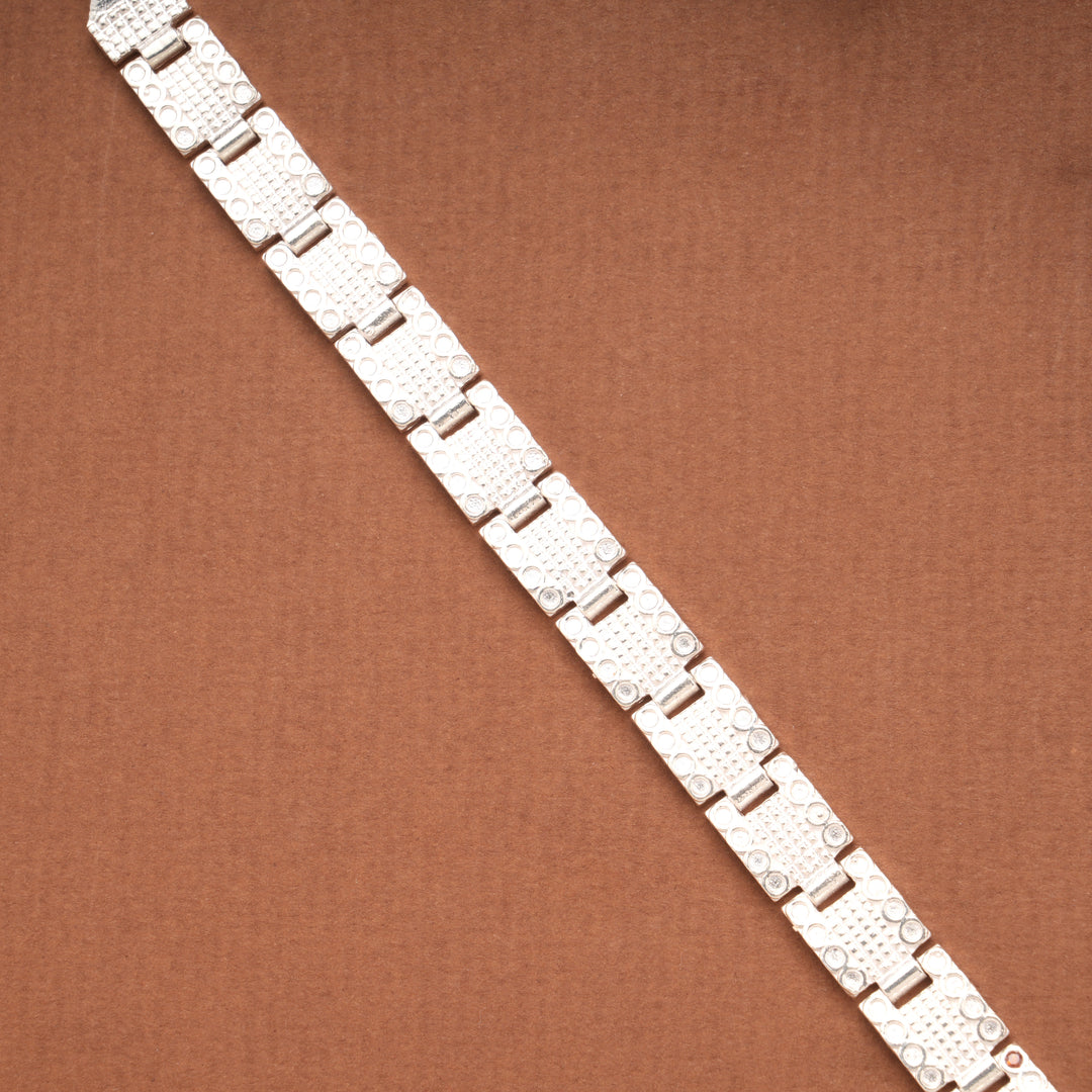 Geometric Pattern Silver Men’s Bracelet