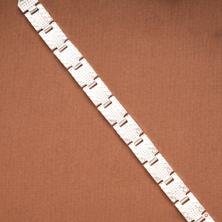 Geometric Pattern Silver Men’s Bracelet