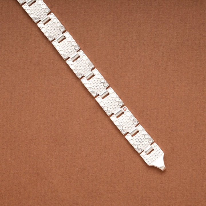 Geometric Pattern Silver Men’s Bracelet