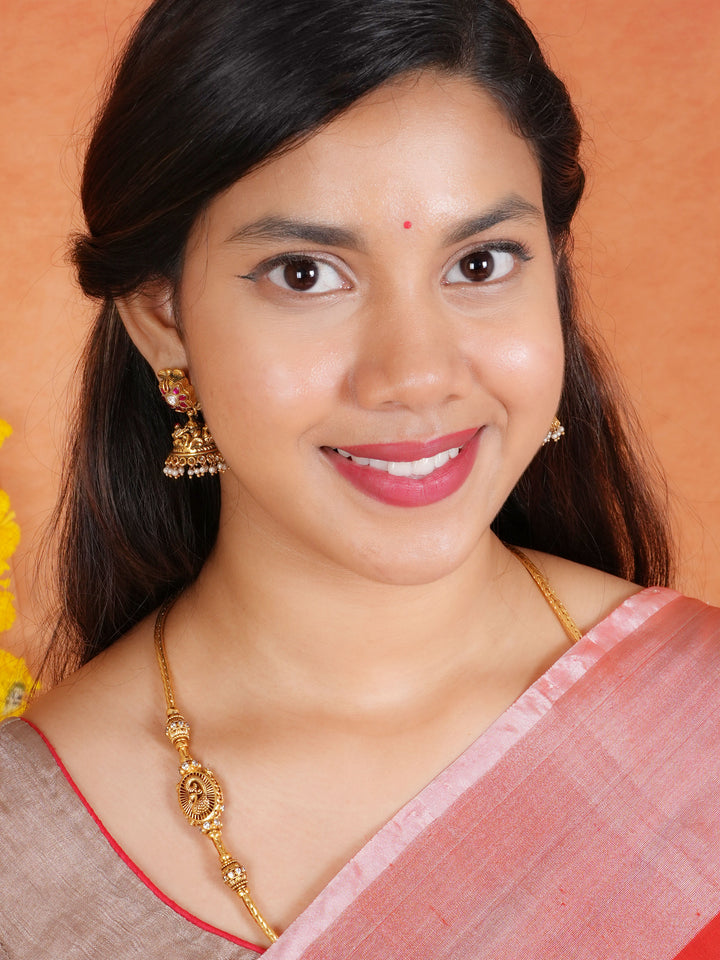 Peacock White Stone Mugappu Chain