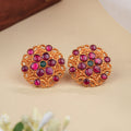 Classic Ruby Stone Golden Kundan Stud