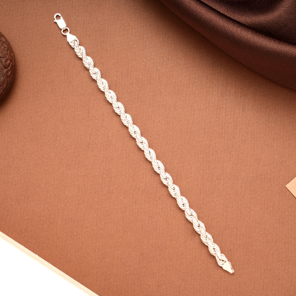 Silver Rope Chain Link Men’s Bracelet