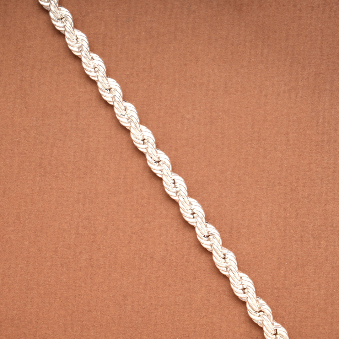 Silver Rope Chain Link Men’s Bracelet