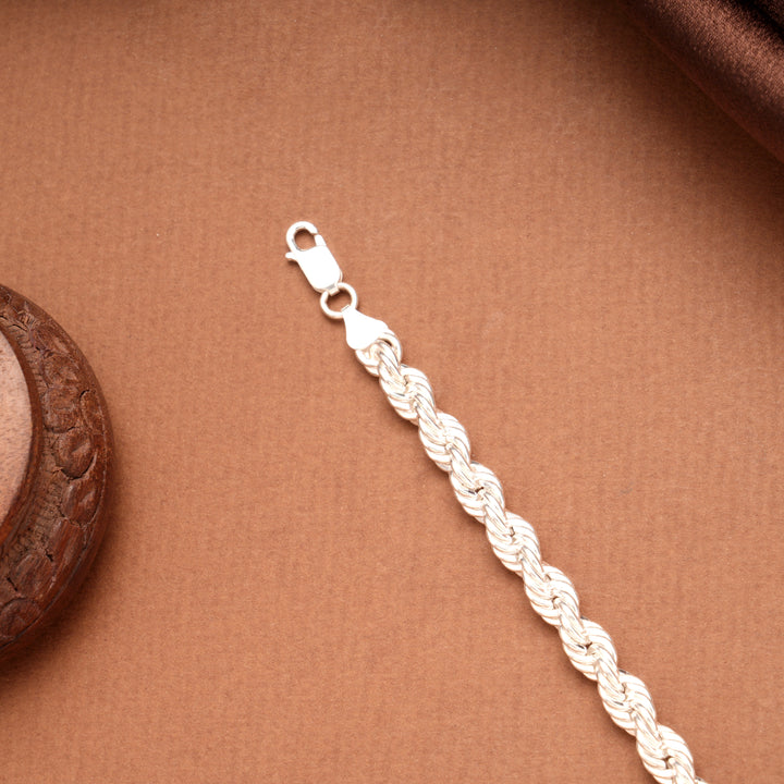 Silver Rope Chain Link Men’s Bracelet