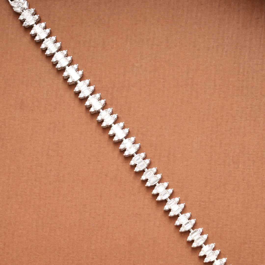 Bold White Stone Tennis Silver Bracelet