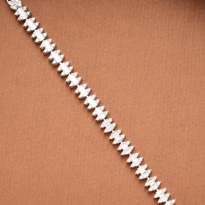Bold White Stone Tennis Silver Bracelet