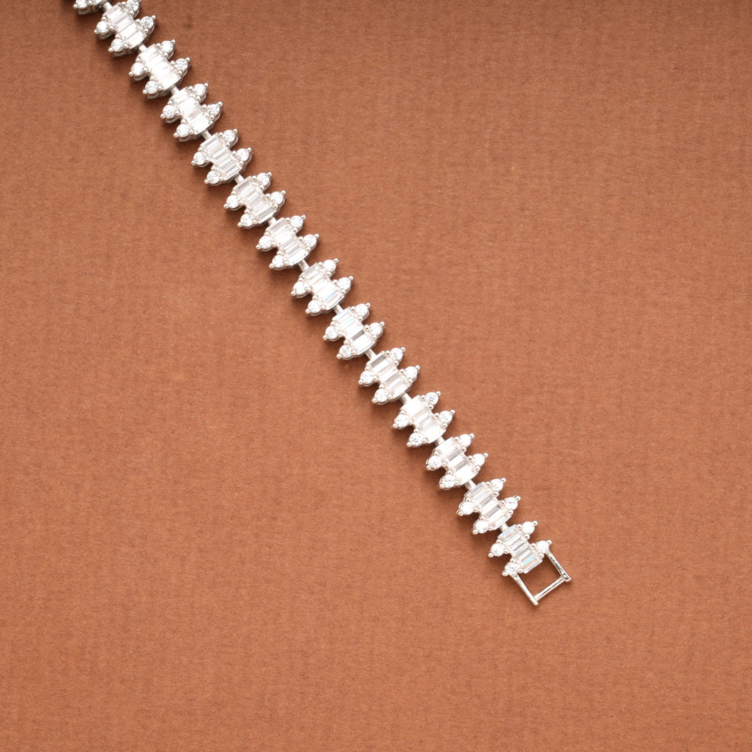 Bold White Stone Tennis Silver Bracelet