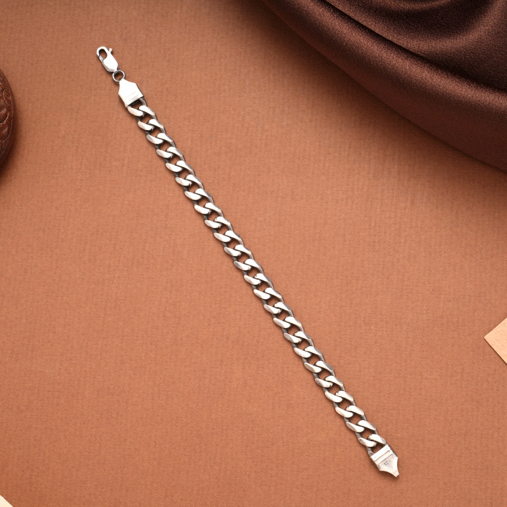 Charm Cuban Link Men’s Silver Bracelet