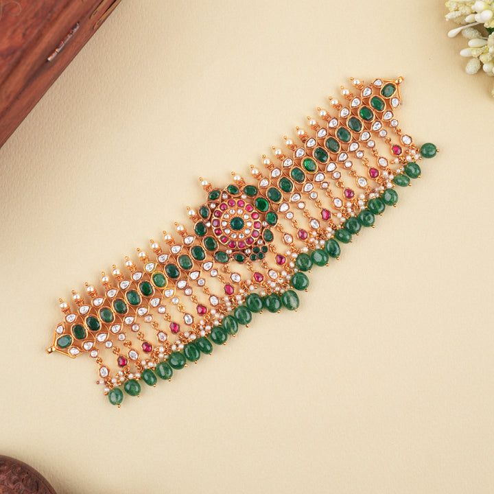 Traditional South Indian Kemp Golden Choker Necklace