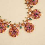 Traditional South Indian Golden Ruby Kemp Haram