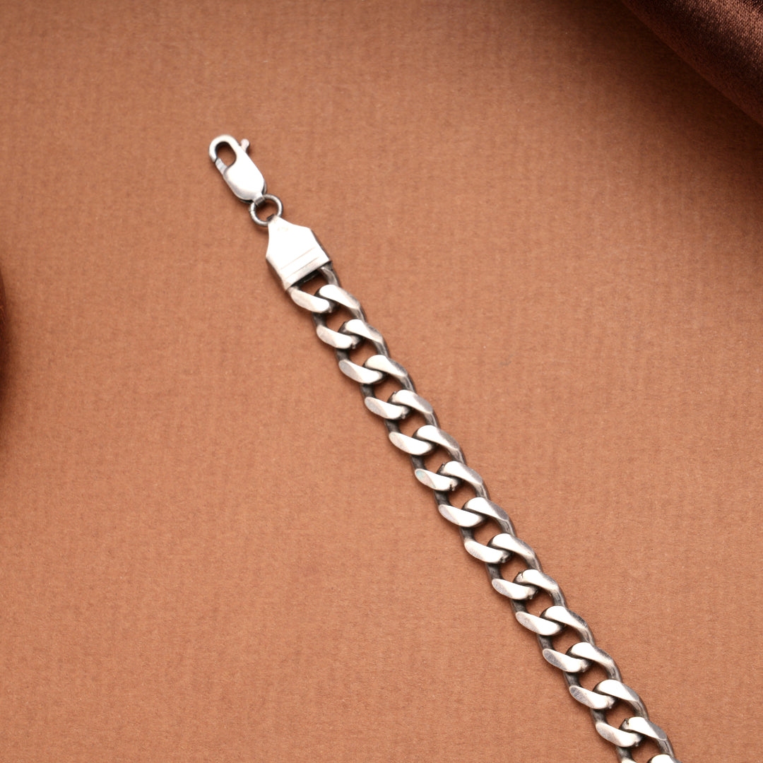 Charm Cuban Link Men’s Silver Bracelet