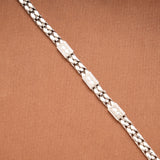 Sleek Shell Pattern Silver Men's Bracelet
