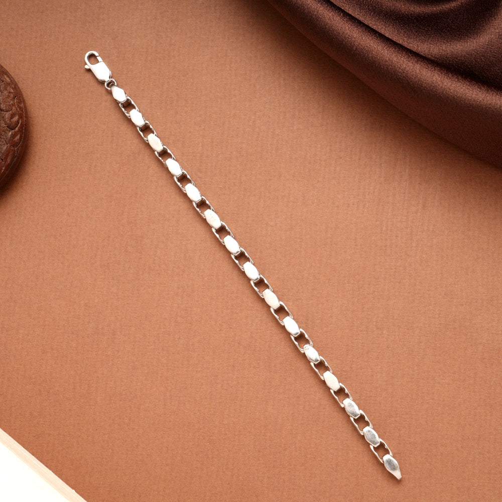 Elegant Flat Box Design Silver Bracelet