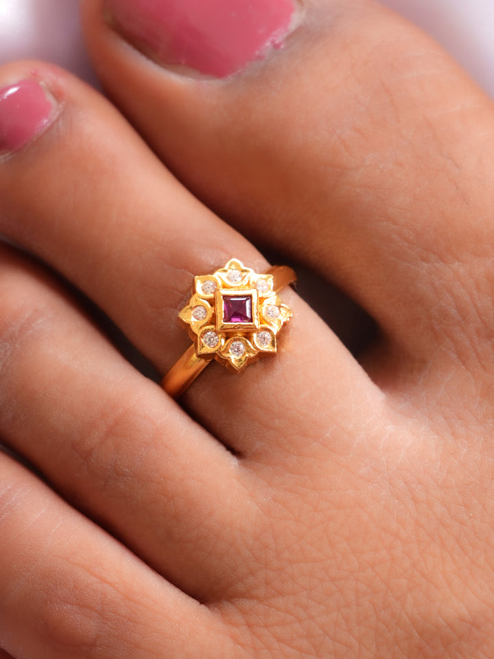 Square Cut Ruby Spark Toe Ring