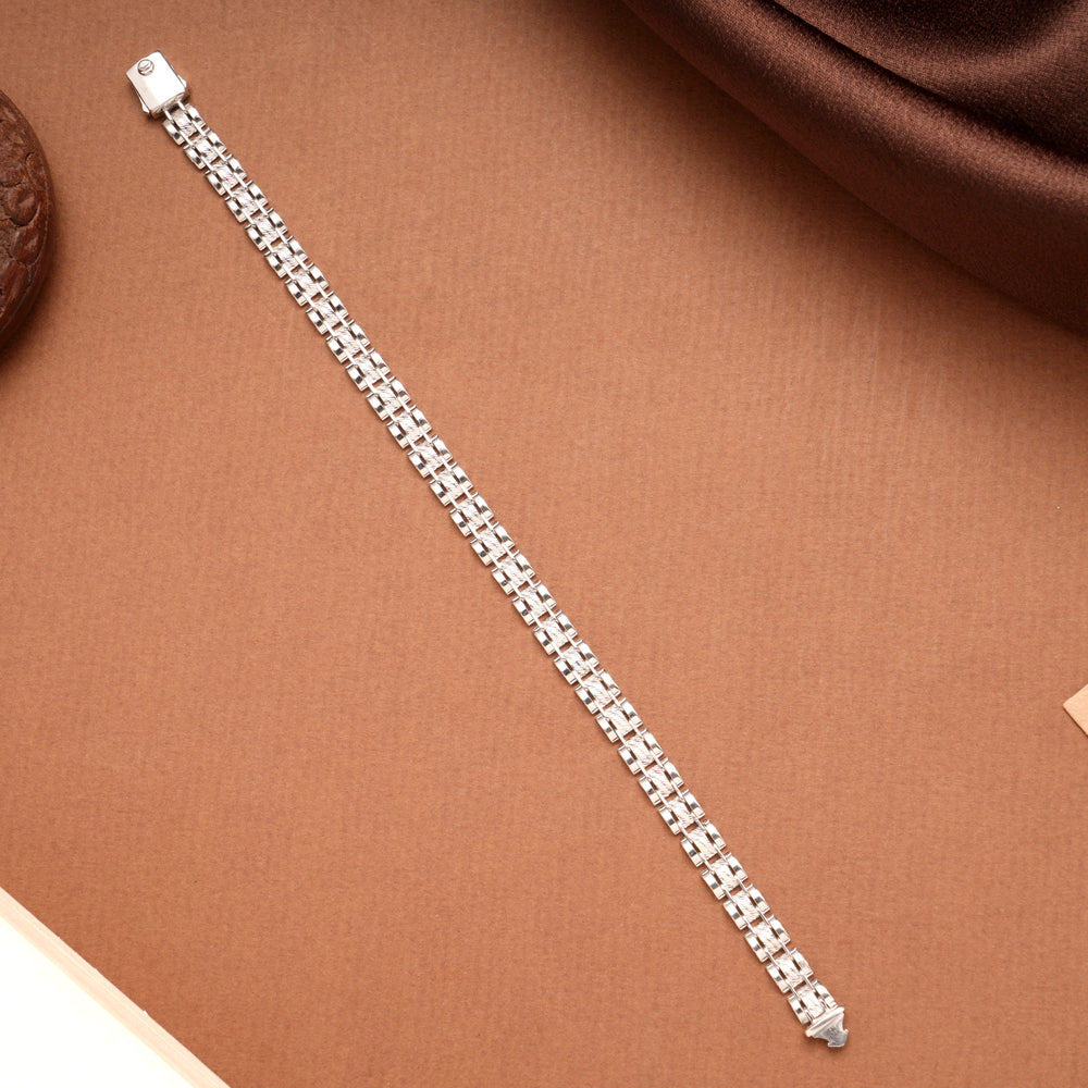 Silver Box Link Design Men’s Bracelet