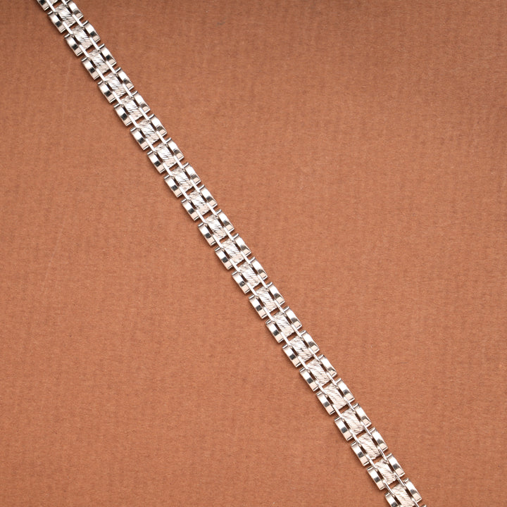 Silver Box Link Design Men’s Bracelet