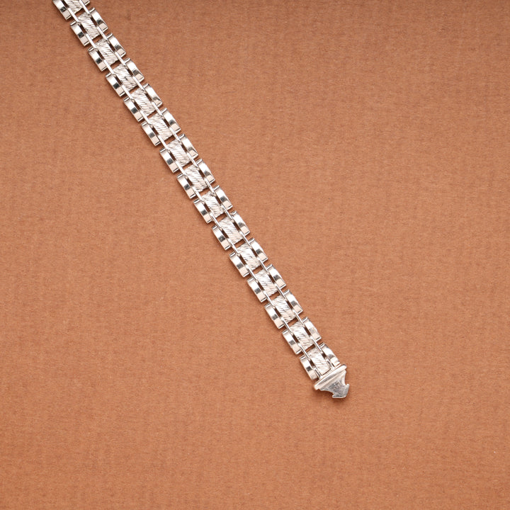 Silver Box Link Design Men’s Bracelet