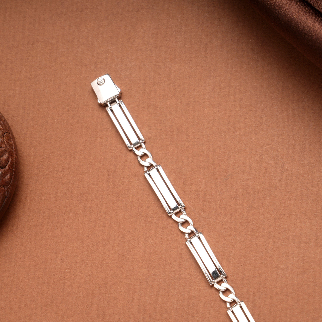 Modern Link Design Silver Bracelet