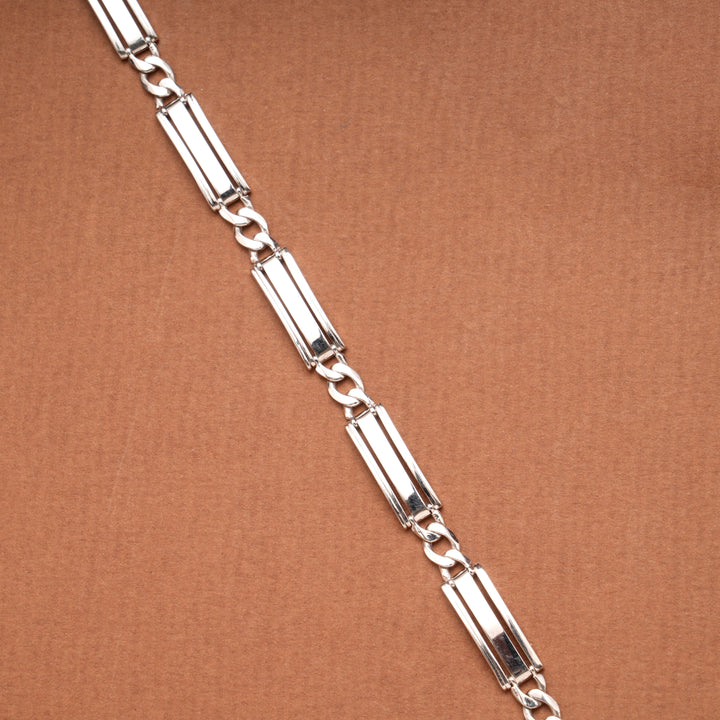 Modern Link Design Silver Bracelet