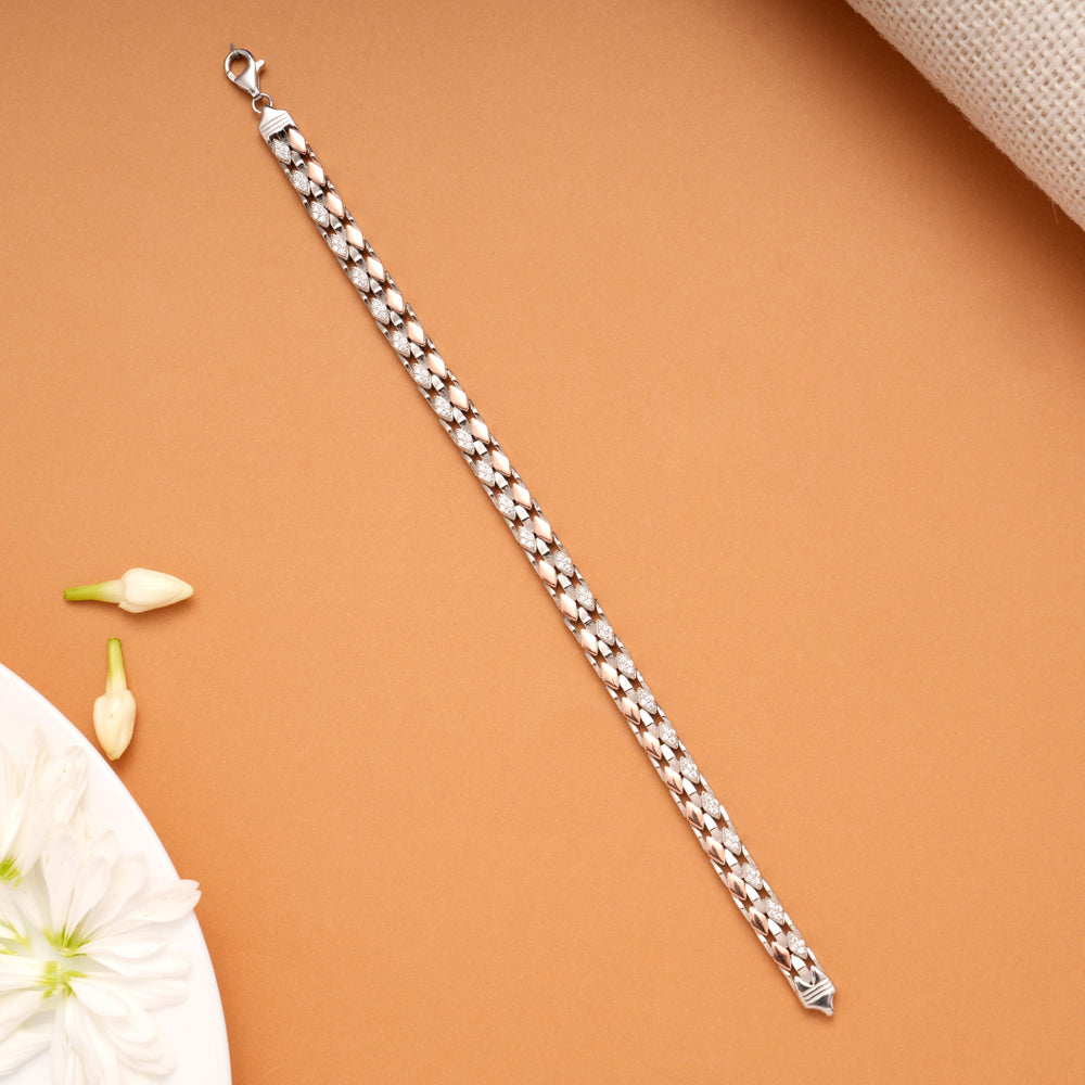 Dual Tone Design Silver Men's Bracelet