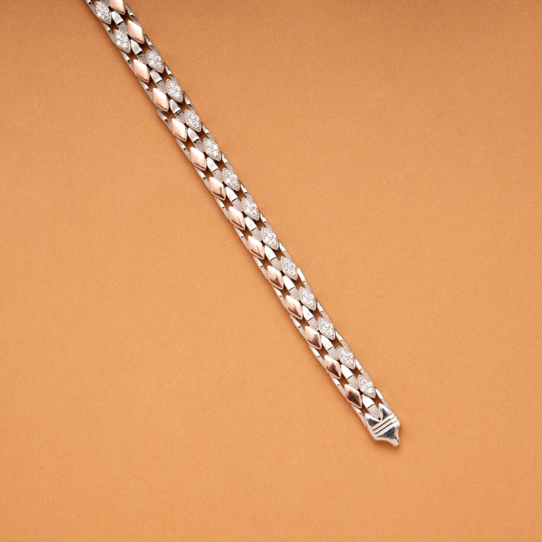Dual Tone Design Silver Men's Bracelet