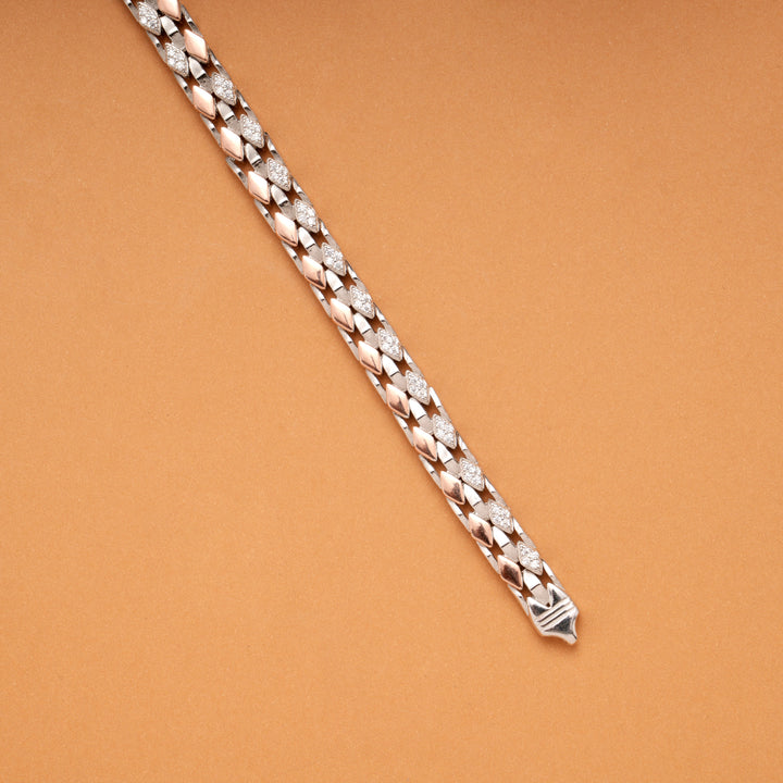 Dual Tone Design Silver Men's Bracelet