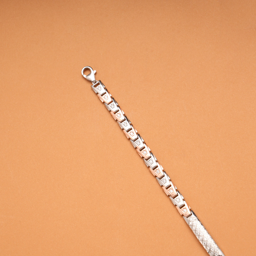 Elegant Dual Tone Design Silver Bracelet