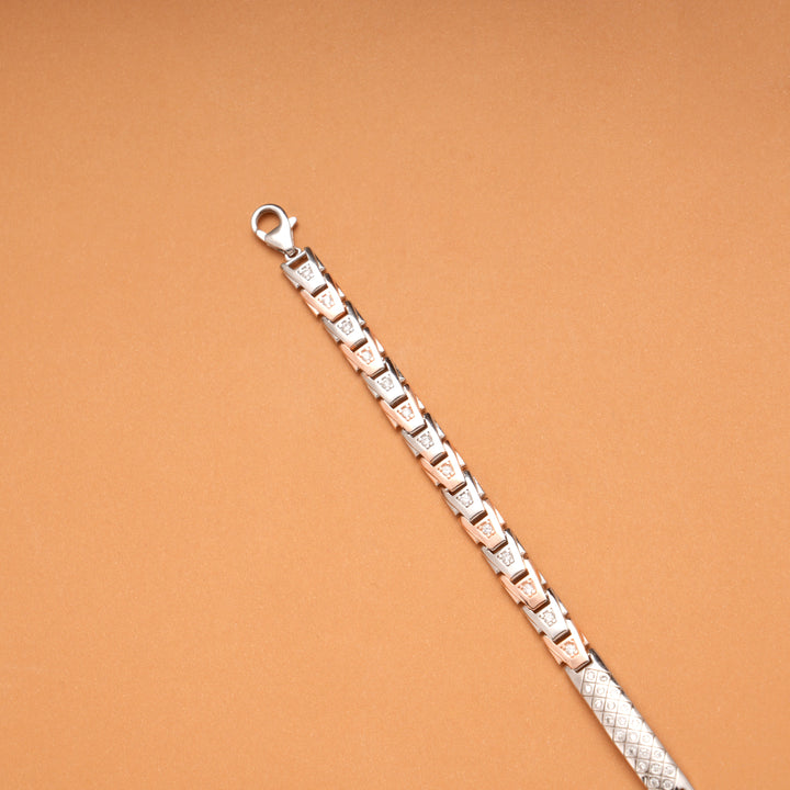 Elegant Dual Tone Design Silver Bracelet