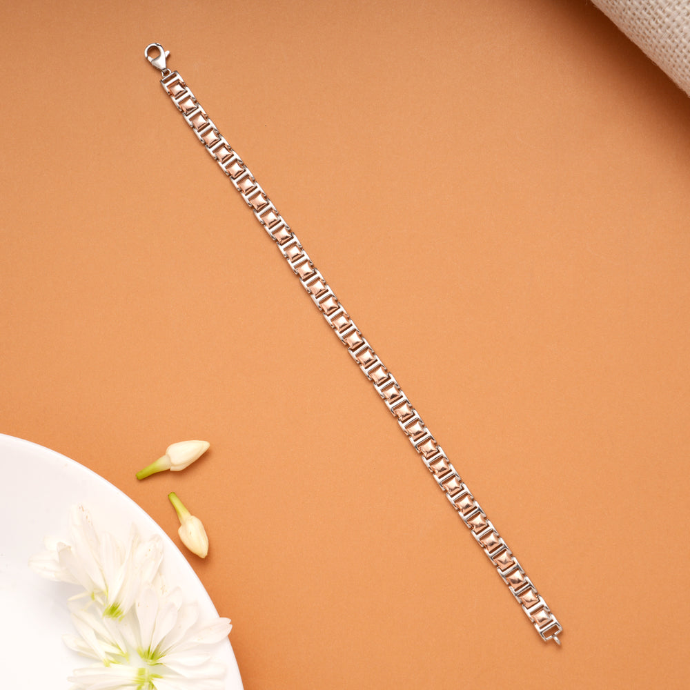 Modern Box Link Design Silver Bracelet