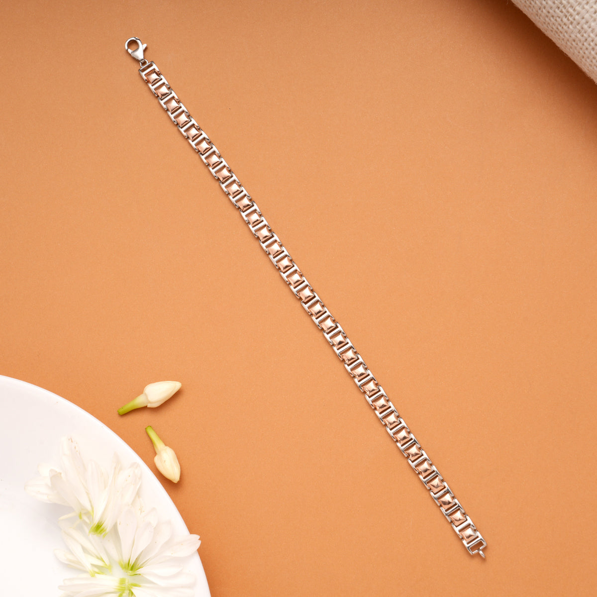 Modern Box Link Design Silver Bracelet