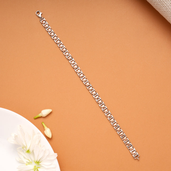 Modern Box Link Design Silver Bracelet