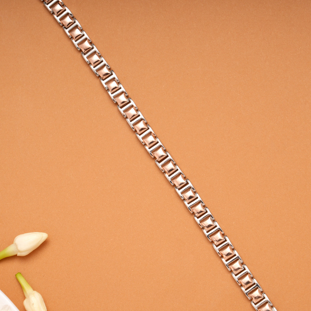Modern Box Link Design Silver Bracelet