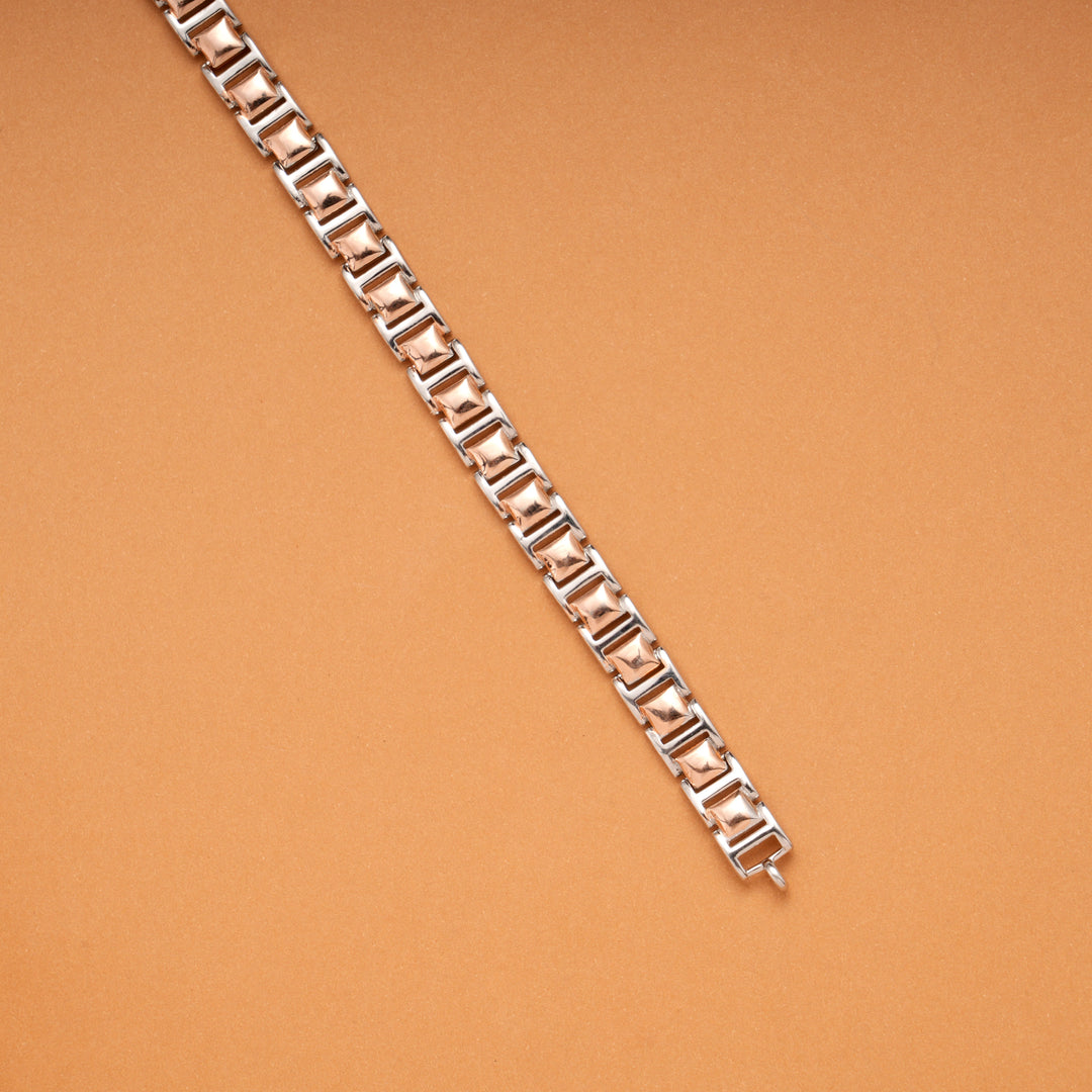 Modern Box Link Design Silver Bracelet