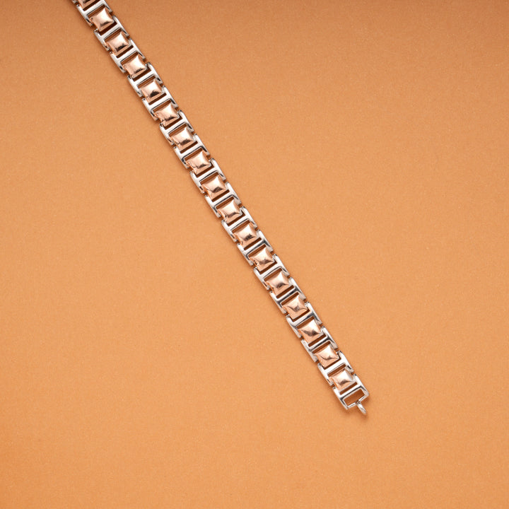 Modern Box Link Design Silver Bracelet