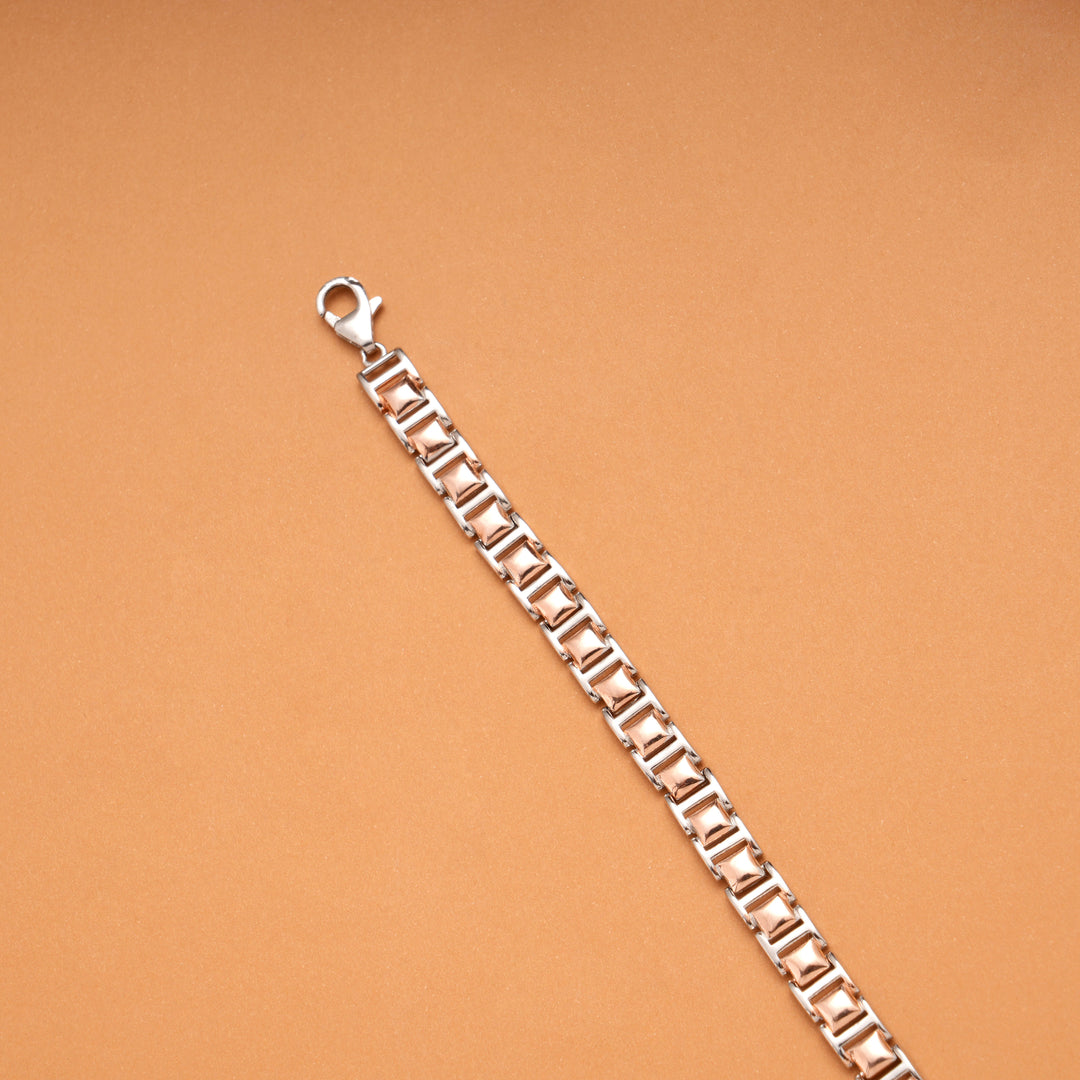 Modern Box Link Design Silver Bracelet