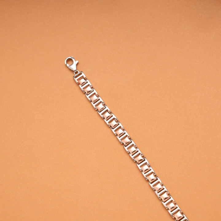Modern Box Link Design Silver Bracelet