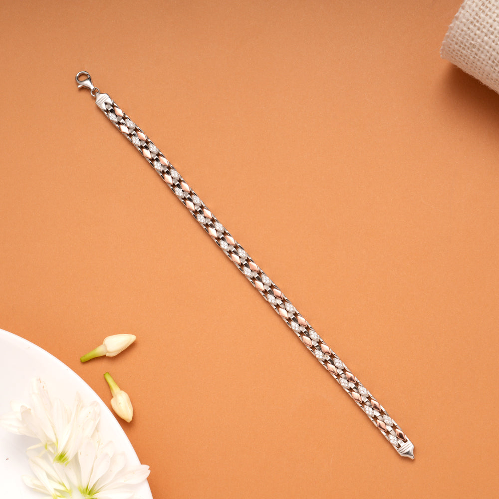 Regal Double Tone Men’s Silver Bracelet
