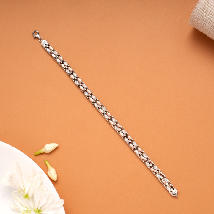 Regal Double Tone Men’s Silver Bracelet